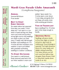 Renee's Garden Globe Amaranth Mardi Gras Parade (Heirloom) -Grow Organic Sales Shop 4036 pb