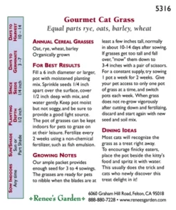 Renee's Garden Cat Treats Gourmet Mixed Greens -Grow Organic Sales Shop 5316 pb