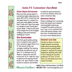 Renee's Garden Squash Summer Zucchini Astia 5 Renee's Garden Squash Summer Zucchini Astia -Grow Organic Sales Shop 5943 pb