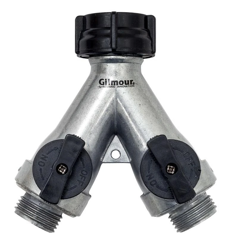 Gilmour Metal Full Flow Y Connector W/Shut Off 1 Gilmour Metal Full Flow Y Connector W/Shut Off