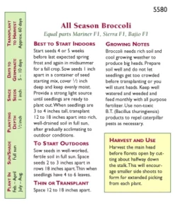 Renee's Garden Broccoli All Season Blend -Grow Organic Sales Shop snv4033 pb