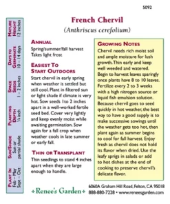 Renee's Garden Chervil French (Heirloom) 5 Renee's Garden Chervil French (Heirloom) -Grow Organic Sales Shop snv4091 pb