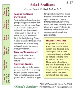 Renee's Garden Onion Scallions Delicious Duo -Grow Organic Sales Shop snv4112 pb