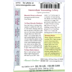 Renee's Garden Celery Amsterdam Seasoning (Heirloom) -Grow Organic Sales Shop snv4181 back