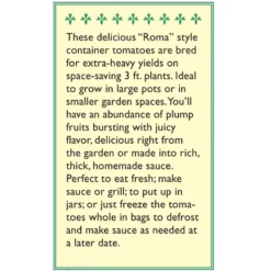 Renee's Garden Tomato Container Roma Inca Jewels -Grow Organic Sales Shop snv4235 flap